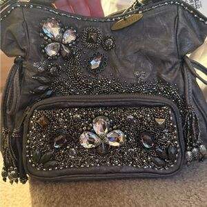 Mary Frances pewter color  Beaded Bag